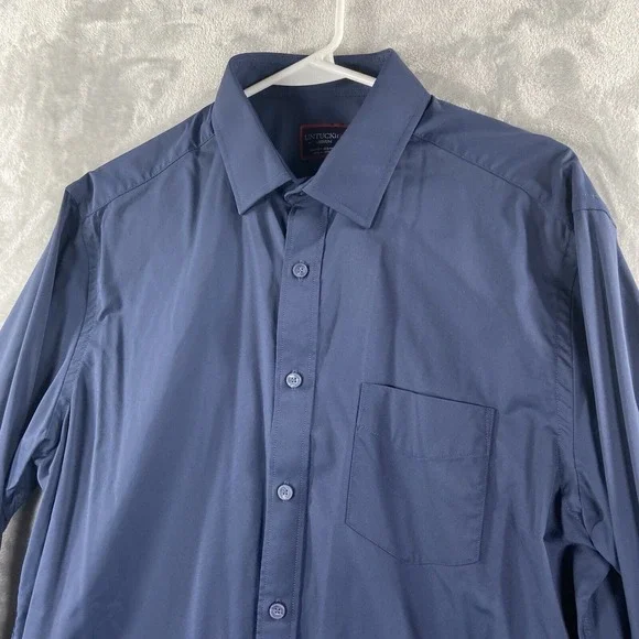 UNTUCKit Shirt men's Medium Button Up Performance Stretch Blue Casual Pocket - Picture 2 of 12